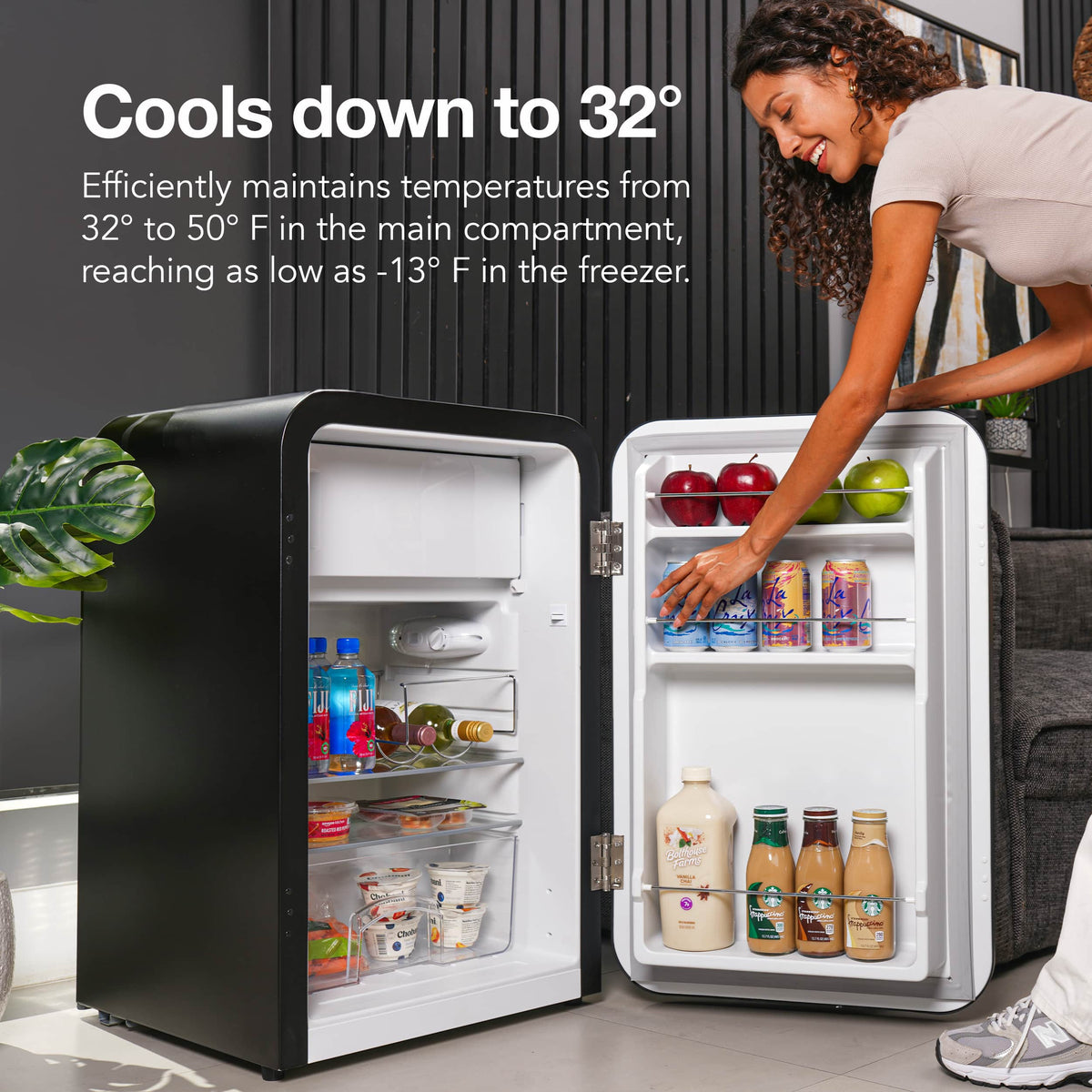 Cooluli - Curve 3.8 cuft Freestanding Compressor Fridge - Black