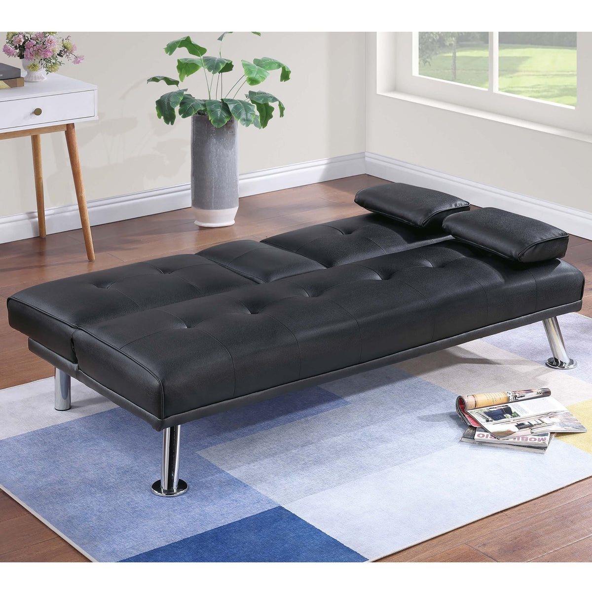 Sofá ajustable con mesa abatible y portavasos
