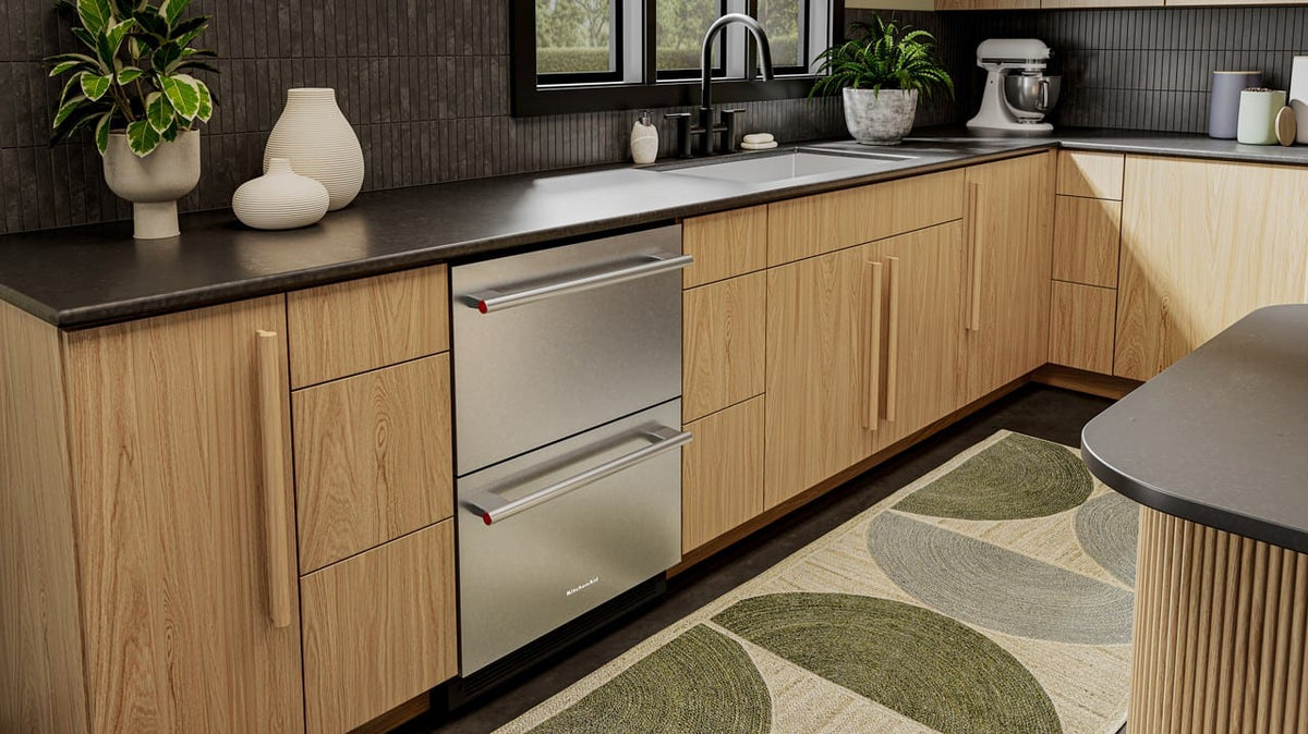 KitchenAid - 4.4 Cu. Ft. Undercounter Double-Drawer Refrigerator - Black Cabinet/Stainless Steel Doors