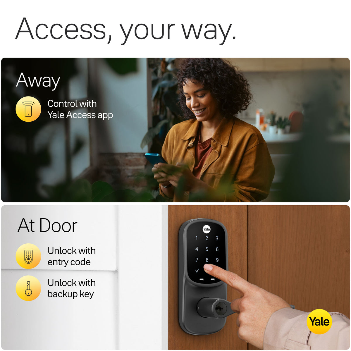 Yale - Assure Lock - Smart Lock Wi-Fi Lever with Touchscreen Keypad | Key Access - Satin Nickel