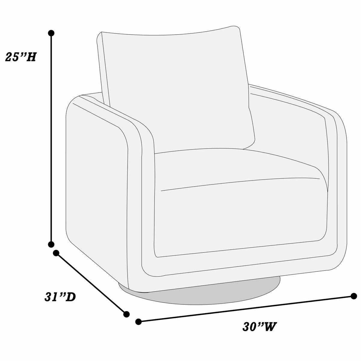 Sillón decorativo giratorio tapizado