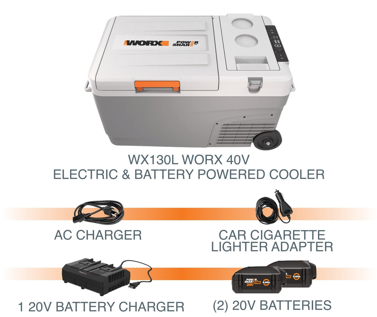 WORX - 20V Battery Powered & Electric Cooler - Black