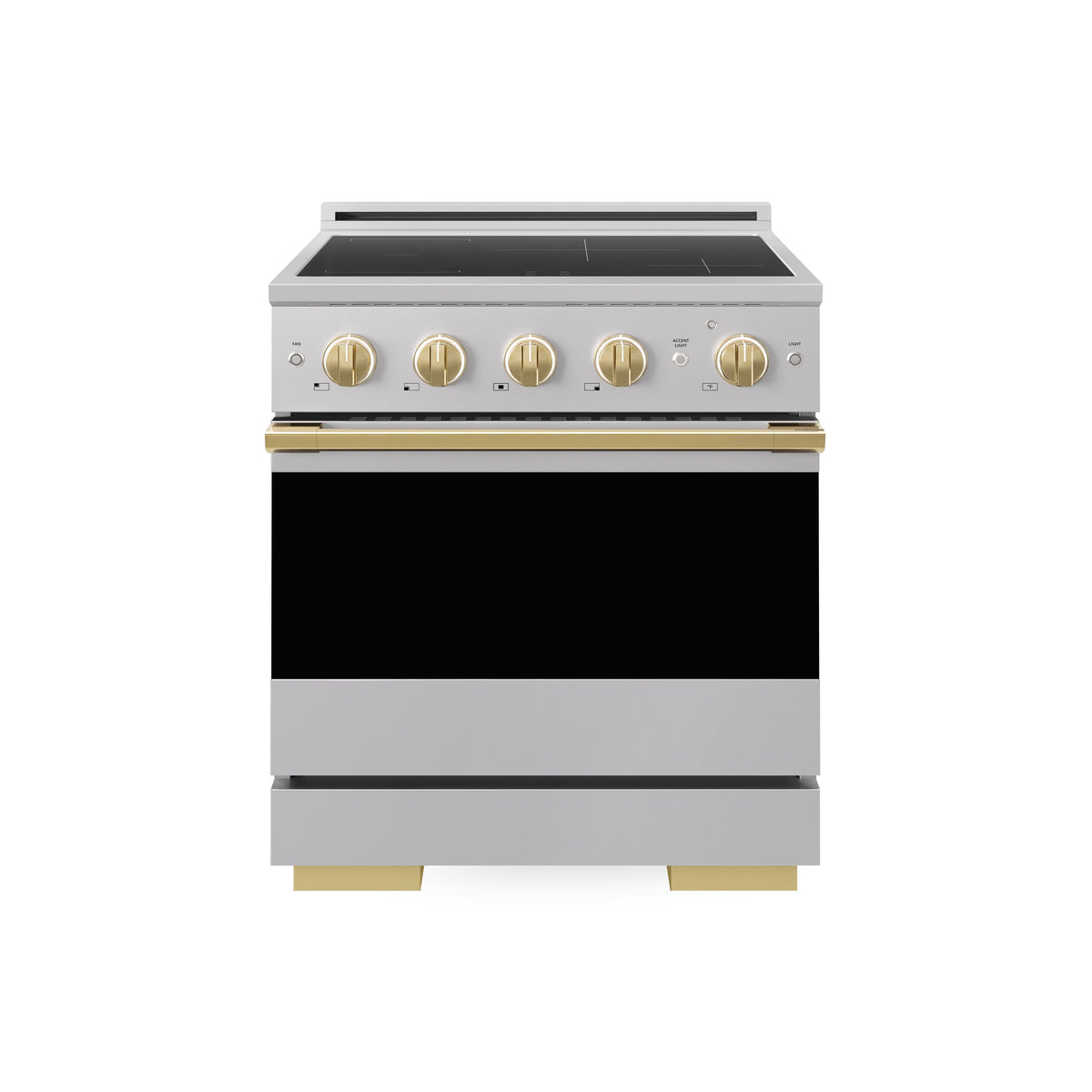 ZLINE - Autograph 30 in. 4.2 cu. ft. Marino Freestanding Induction Range with 4 Burners and Convection Oven w/ Gold Accents - Stainless Steel