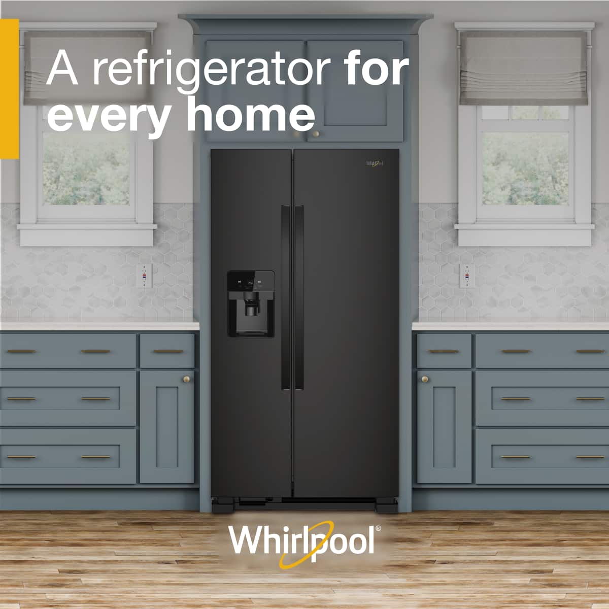 Whirlpool - 33 in. Wide 21 cu. ft. Side-by-Side Refrigerator with LED Interior Lighting - Black