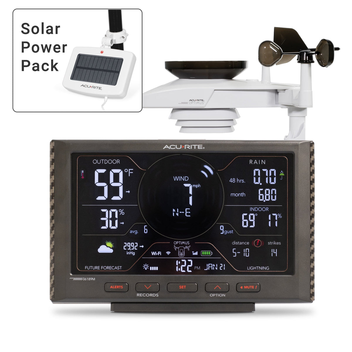 AcuRite - Optimus WiFi Weather Station with Digital Display, Solar Powered Sensor & Mobile App for Remote Monitoring - Black