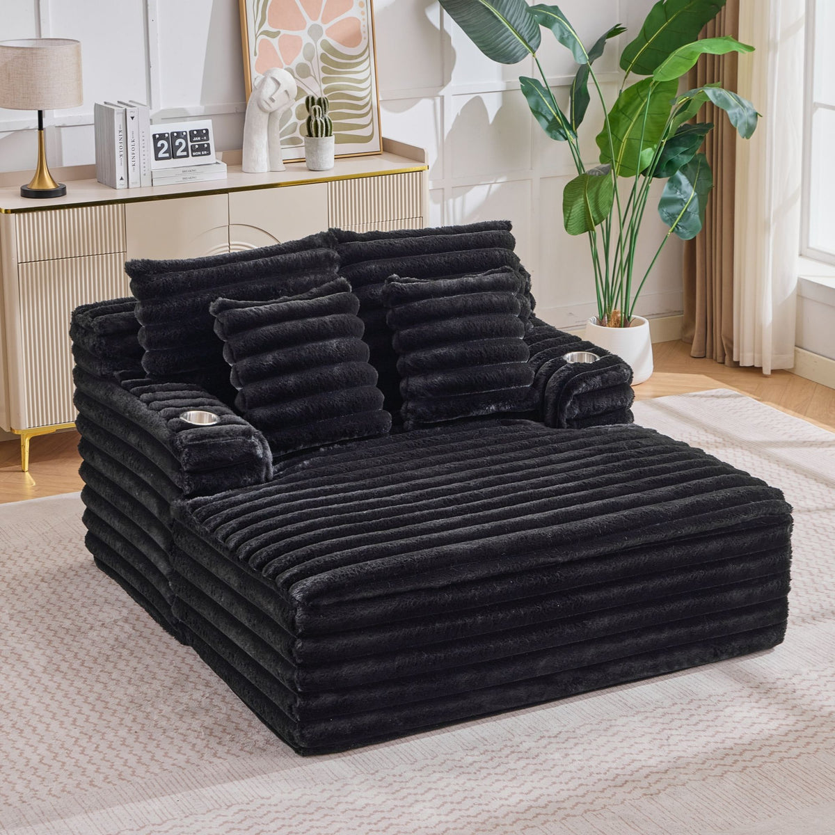 Sillón chaise longue extragrande para interiores con cojines para sala de estar