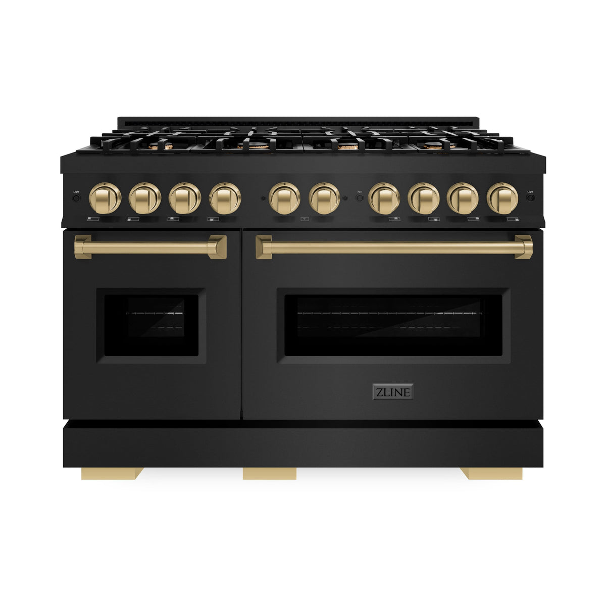 ZLINE - 48 in. Wide 8 Burner Autograph Classic Black Stainless Gas Range with Bronze Accents (CGRBZ-48-CB) - Black Stainless Steel