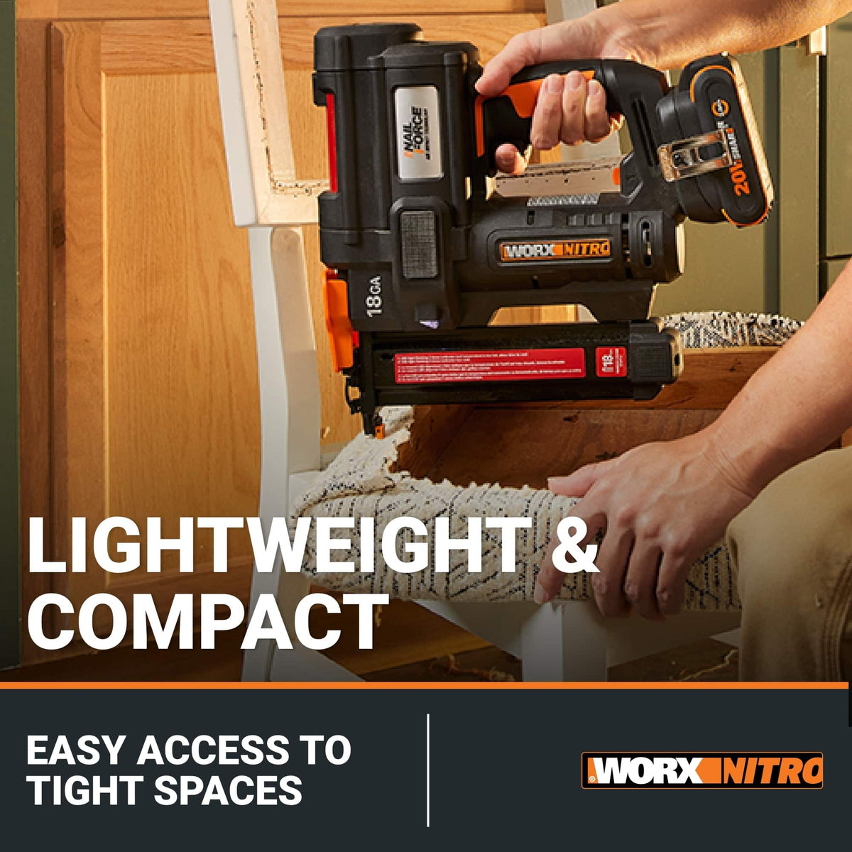 WORX - Nitro WX844L 20V 18-Gauge Narrow Crown Stapler - Black