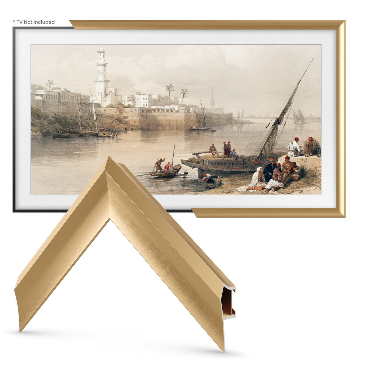 Deco TV Frames - Alloy Prismatic Bezel for Samsung The Frame TV - 50" - Pale Gold