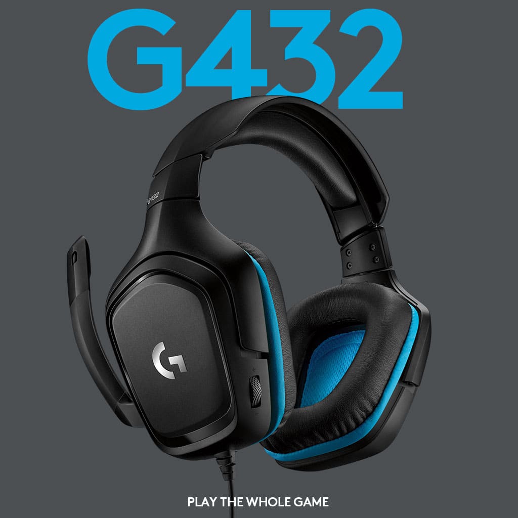 Logitech - G432 Wired Over-the-Ear Gaming Headset for Windows - Black/Blue