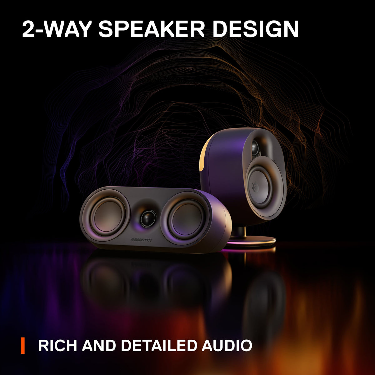 SteelSeries - Arena 9 5.1 Bluetooth Gaming Speakers with RGB Lighting (6 Piece) - Black