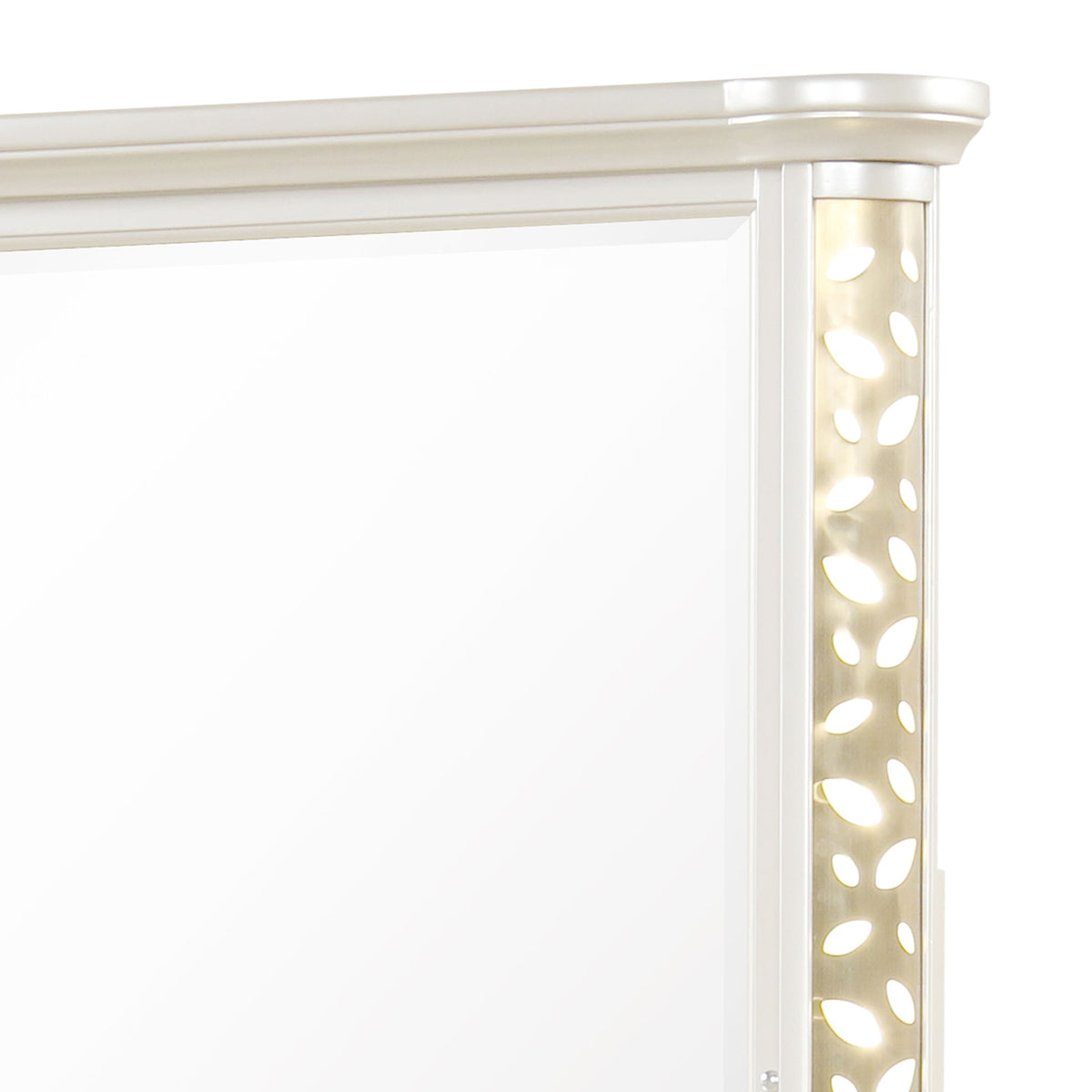 Cenicienta - Espejo de dormitorio con marco LED iluminado (cómoda no incluida) - Beige