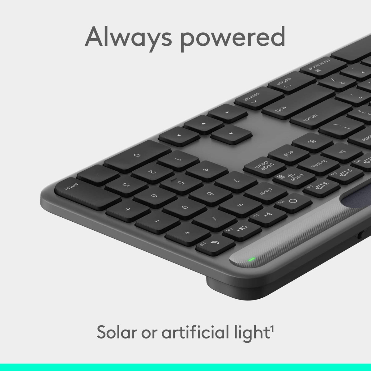 Logitech - Signature Slim Solar+ K980 for Mac Wireless Bluetooth Solar and Artificial Light Powered Keyboard with Customizable Keys - Graphite