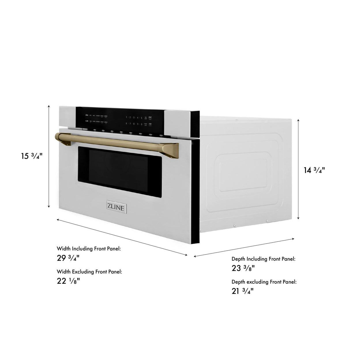 ZLINE - Autograph Edition 30 in. 1.2 cu. ft. Built-In Microwave Drawer in Stainless Steel with Champagne Bronze Accents - Stainless Steel and Champagne Bronze Accents