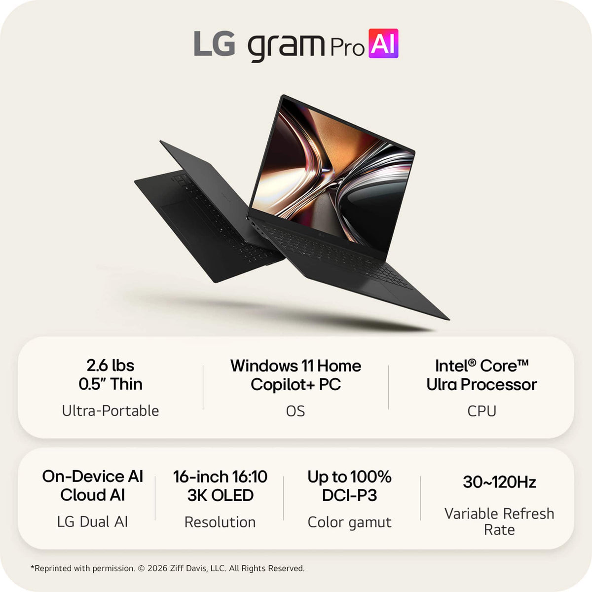 LG - gram Pro 16" 120Hz 3K OLED Laptop Intel Core Ultra X7 Processor 358H with 32GB RAM - 1TB SSD - Copilot + PC - Aerominum Black