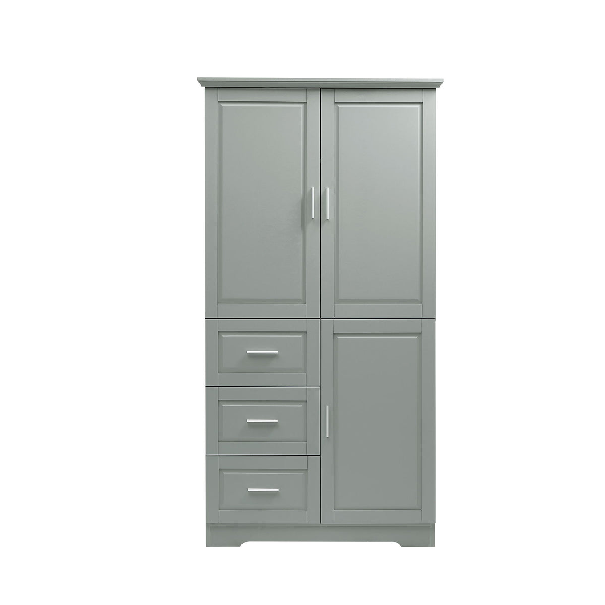 Armario de almacenamiento alto y ancho con puertas, 3 cajones