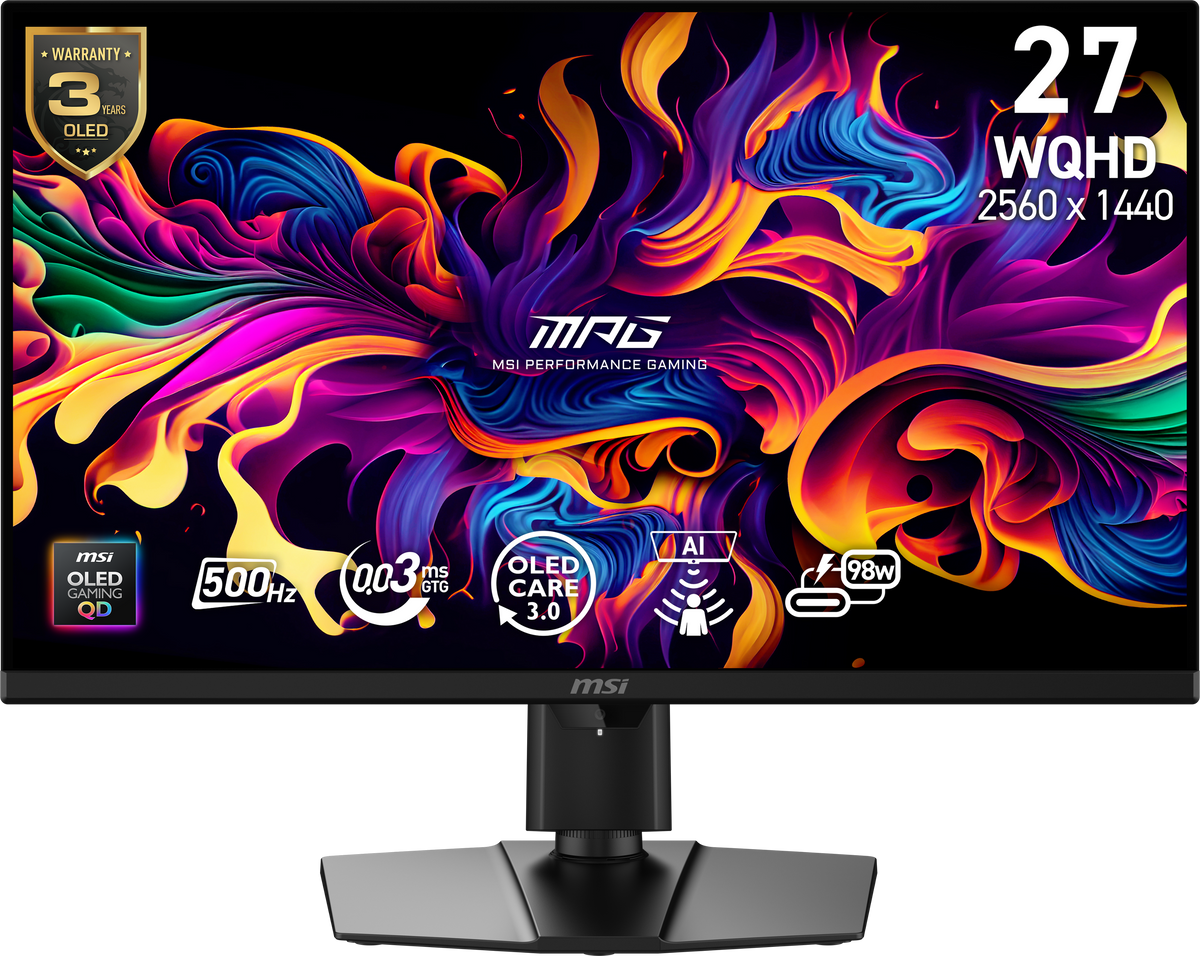 MSI - MPG271QRQDOLEDX50 27" QD-OLED WQHD 500Hz 0.03ms FreeSyncPremium Monitor with DisplayHDR 500 (DisplayPort, HDMI, USB-C) - Metallic Black - RGB