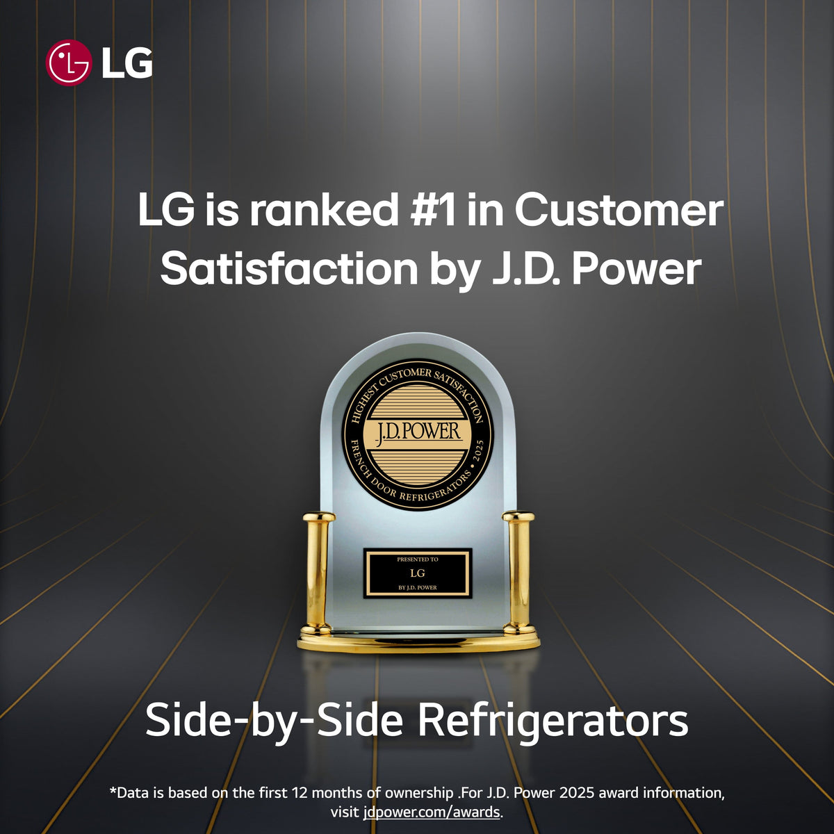 LG - 36-in Wide 27.1 Cu. Ft. Side-by-Side Smart Refrigerator with Craft Ice - Black Stainless Steel