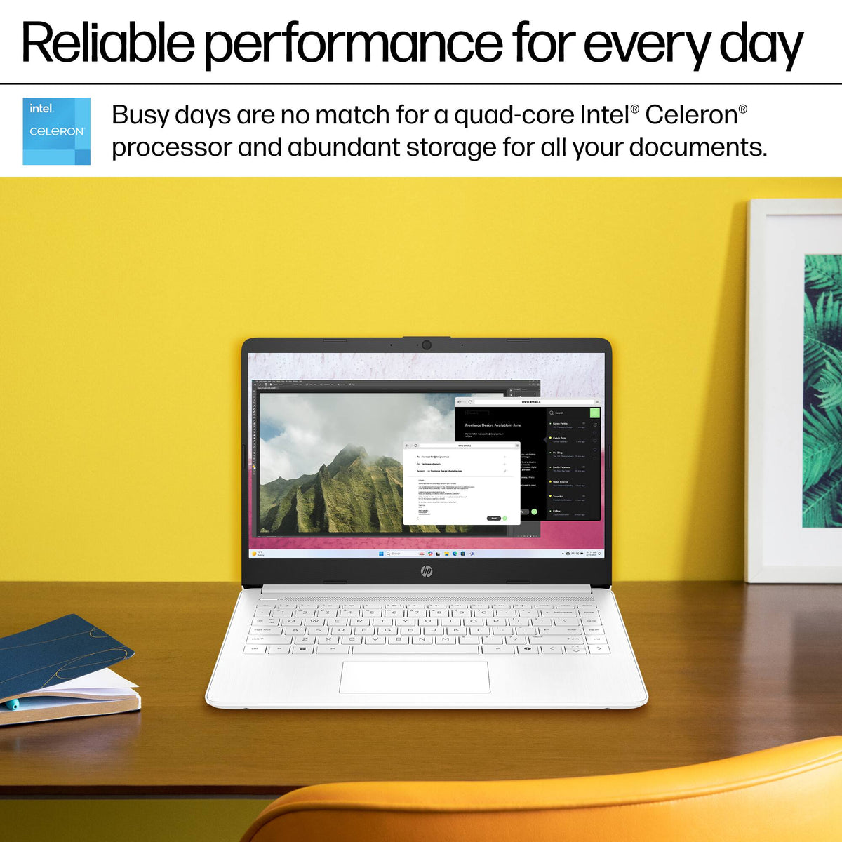 HP - 14" Laptop - Intel Celeron N4500 2021 - 4GB Memory - 64GB eMMC - Snowflake White