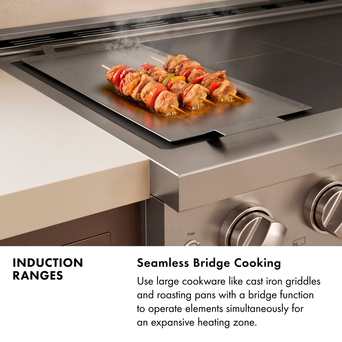 ZLINE - 36 in. Wide 5 Elements Autograph 5.2 cu. ft. Paramount Freestanding Induction Range with Electric Oven w/ Bronze Accents - Stainless Steel