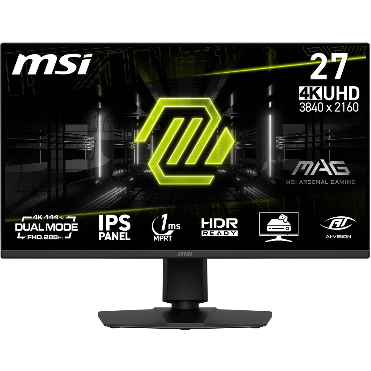 MSI - MAG 275UPD E14 27" LCD Dualmode(UHD 144Hz or FHD 288Hz)0.5ms Gaming Monitor with HDR Ready (DisplayPort, HDMI) - Metallic Black
