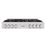 ZLINE - 48 in. Wide 7 Burner Classic Gas Rangetop withPorcelain Cooktop in Stainless Steel - Black