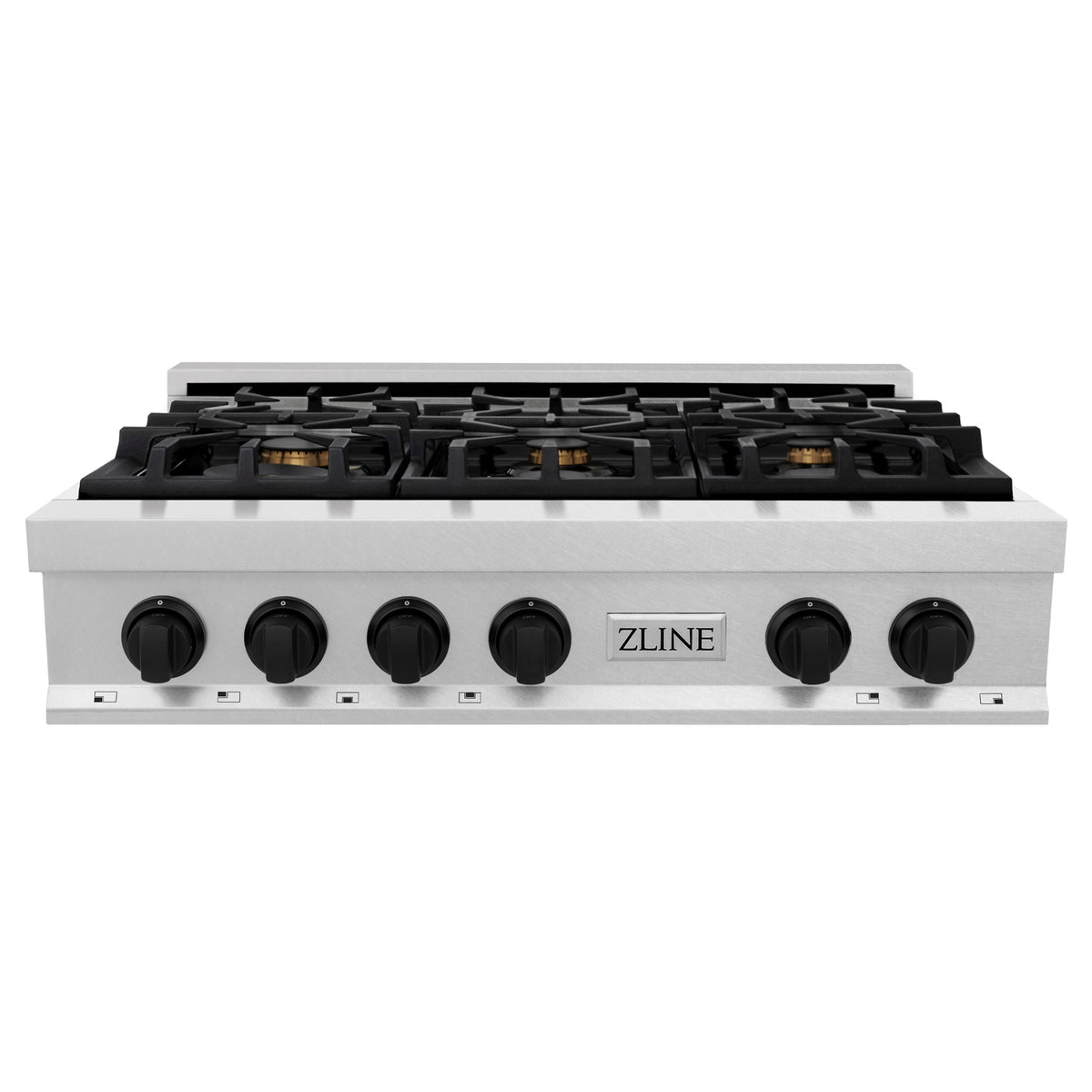 ZLINE - Autograph 36 in. Legacy Gas Rangetop with 6 Burners in Satin Steel with Black Accents - Satin Stainless Steel