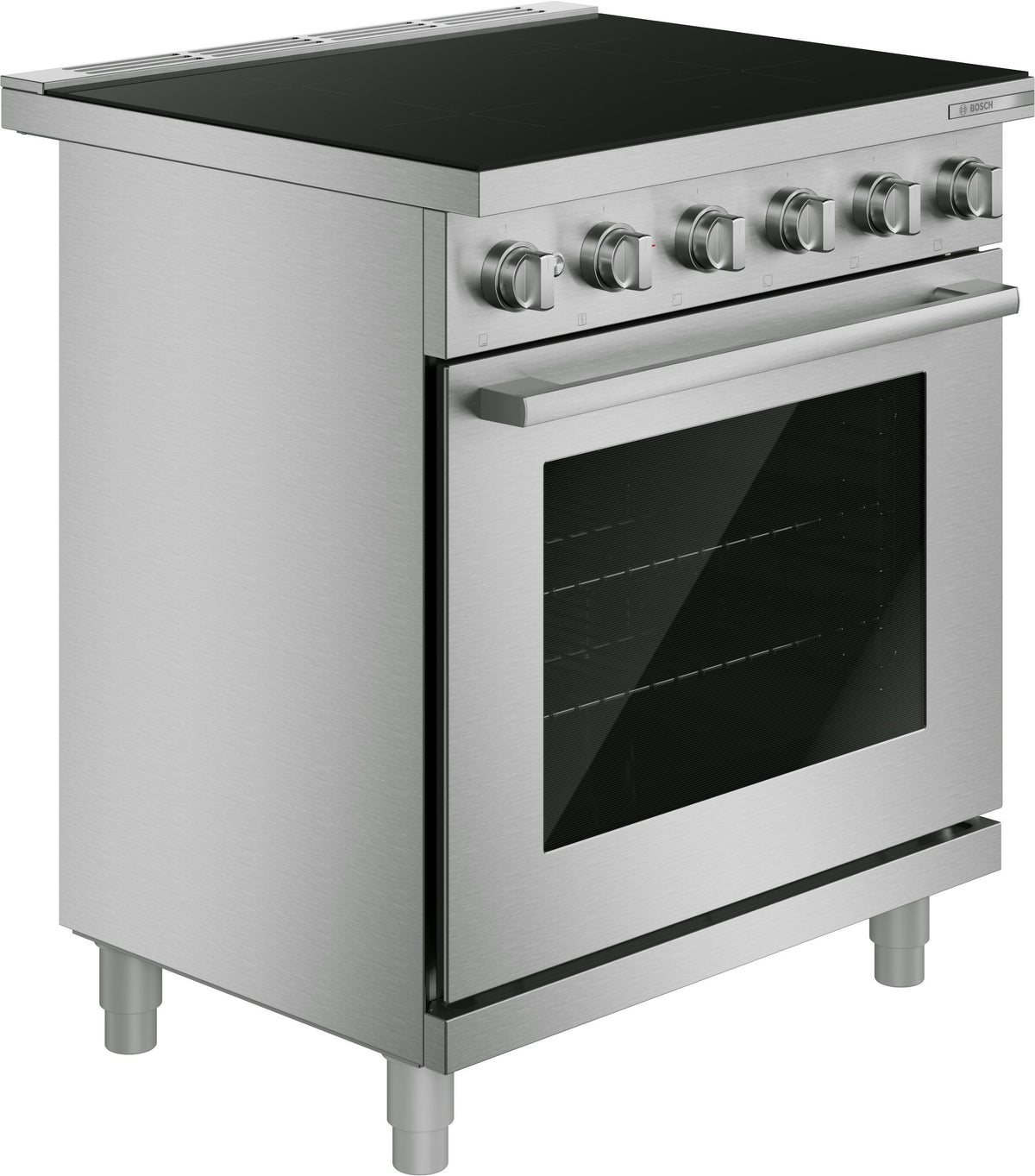 Bosch - 500 Series 30 in. Wide 4.7 Cu. Ft. Industrial Style Electric Induction Range with 4 Elements - Stainless Steel