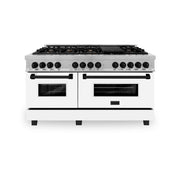 ZLINE - 60 in. Wide 8 Burner Autograph Legacy Dual Fuel Range in Satin Steel w/ White & Black Accents (RASZ-WM-60-MB) - Stainless Steel