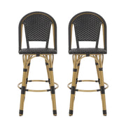 Outdoor Rattan And Aluminum French Barstools (Set of 2)
