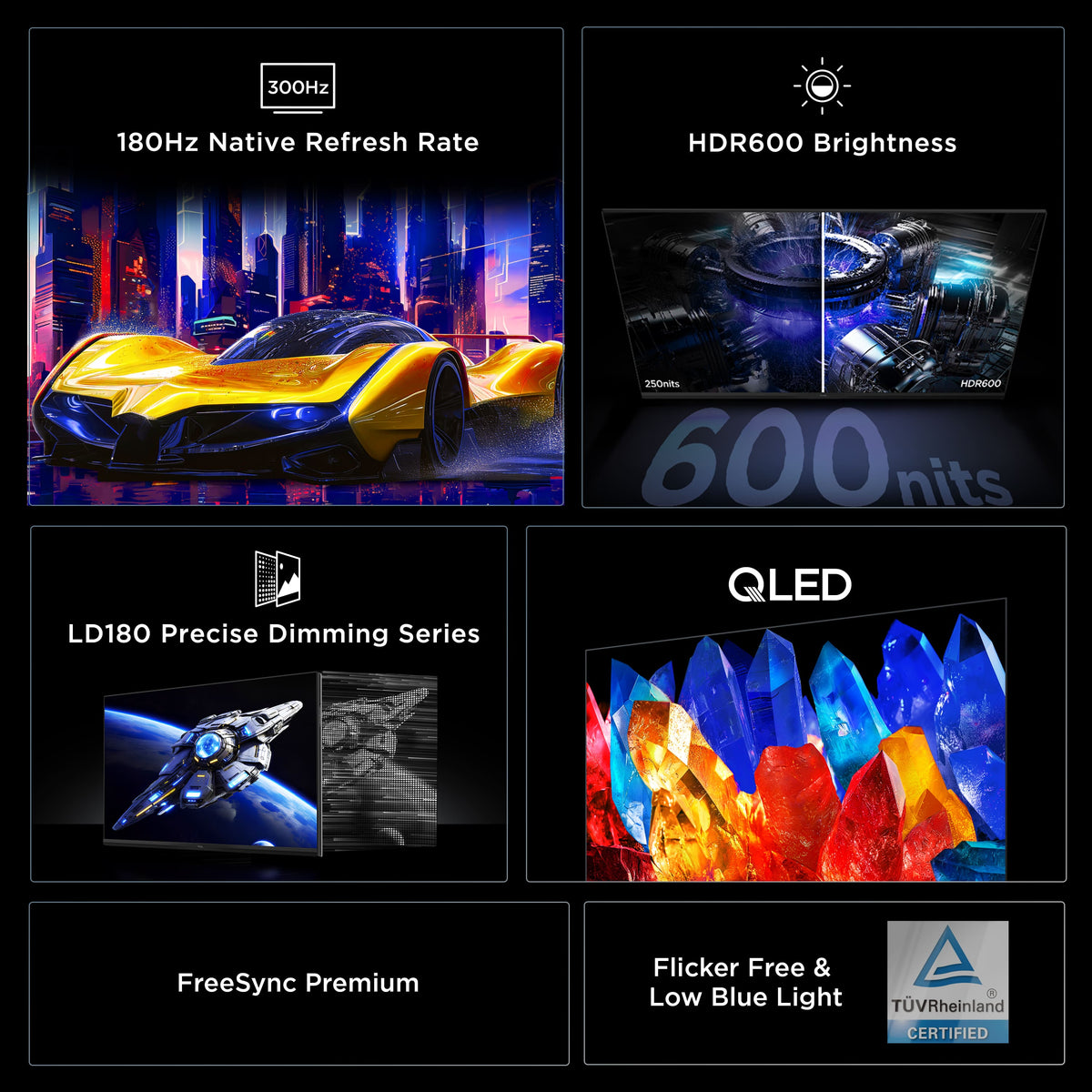 TCL - 27" G64 Series QHD HDR QD-Mini LED Gaming Monitor - Black and Gray