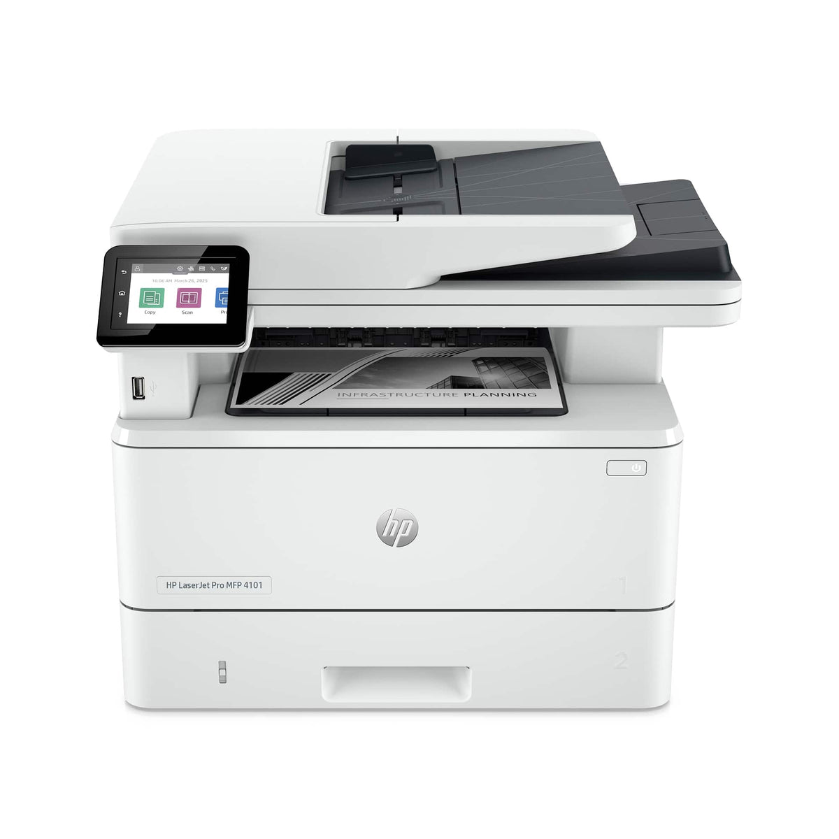 HP - LaserJet Pro MFP 4101fdn AI-Enabled Black-and-White All-in-One Laser Printer - White