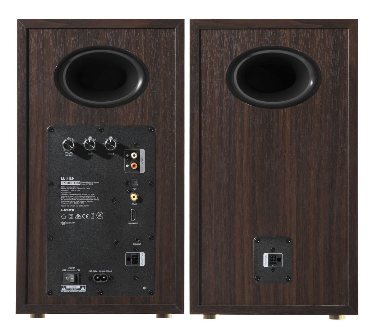 Edifier - R2750DBMKII Audiophile Active Bookshelf Bluetooth 6.0 and Optical Input - 2.0 Speaker (Pair) - Brown