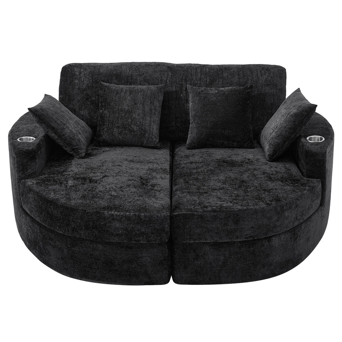 Boneless Design Upholstered Sofa Bed With Cup Holders