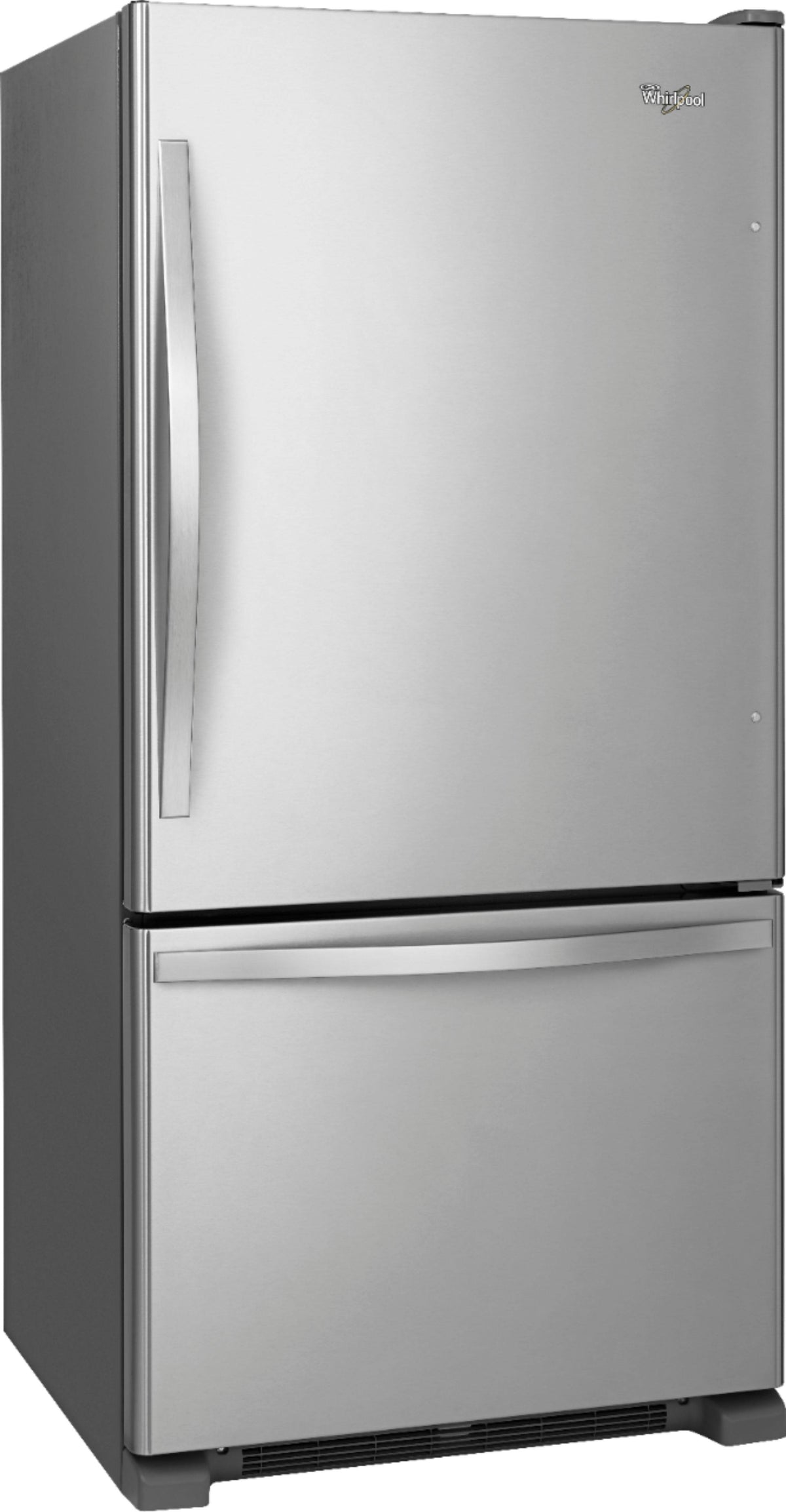 Whirlpool - 30 in. Wide 19 cu. ft. Bottom-Freezer Refrigerator with Spillguard Glass Shelves - Monochromatic Stainless Steel