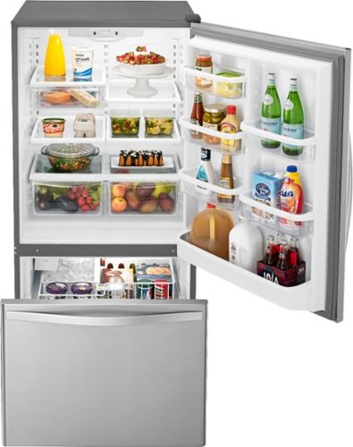 Whirlpool - 30 in. Wide 19 cu. ft. Bottom-Freezer Refrigerator with Spillguard Glass Shelves - Monochromatic Stainless Steel