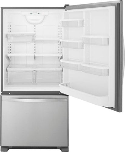 Whirlpool - 30 in. Wide 19 cu. ft. Bottom-Freezer Refrigerator with Spillguard Glass Shelves - Monochromatic Stainless Steel
