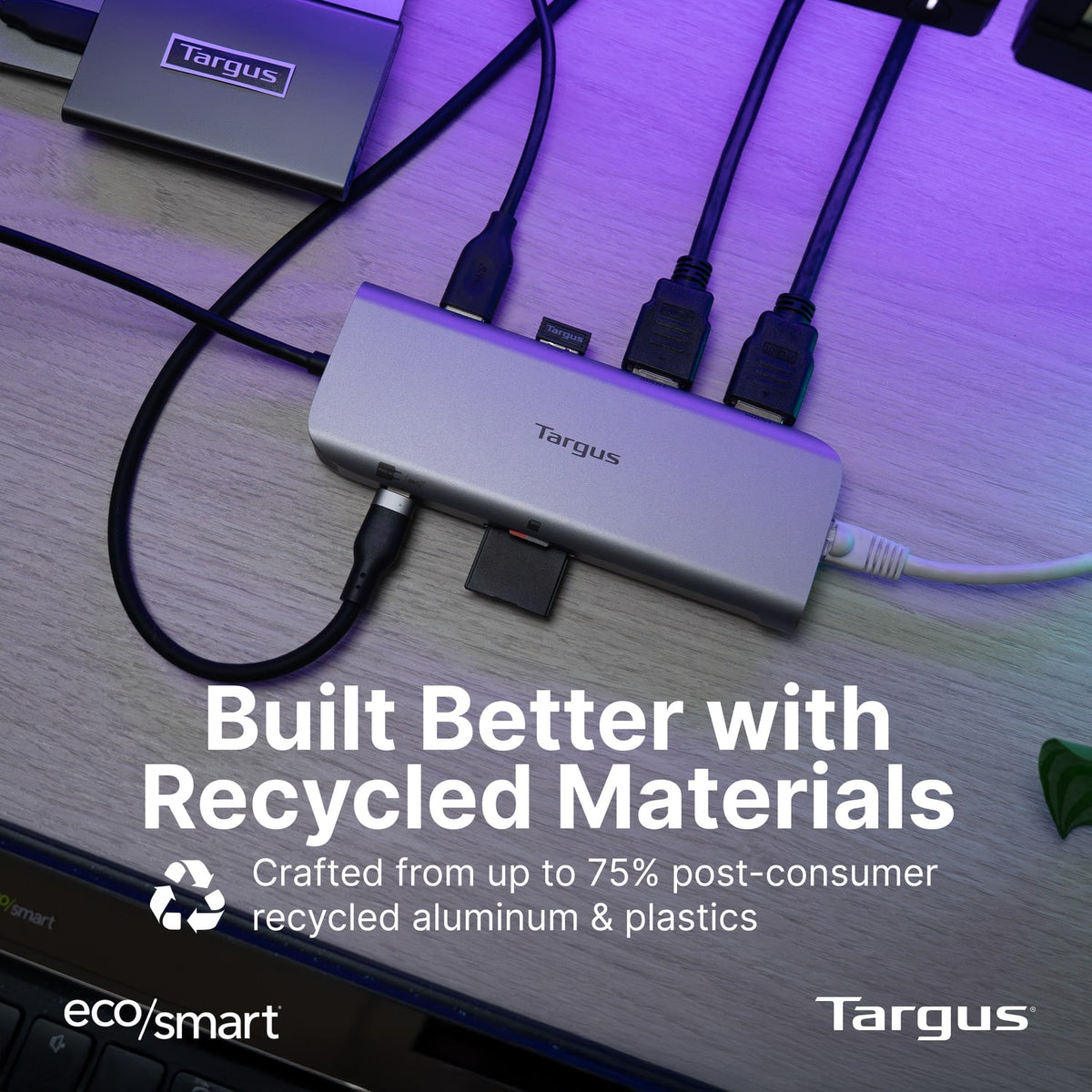 Targus - USB-C Alt. Mode Dual HDMI 4K Mobile Dock with 140W EPR Pass-Thru & SD Reader - Silver