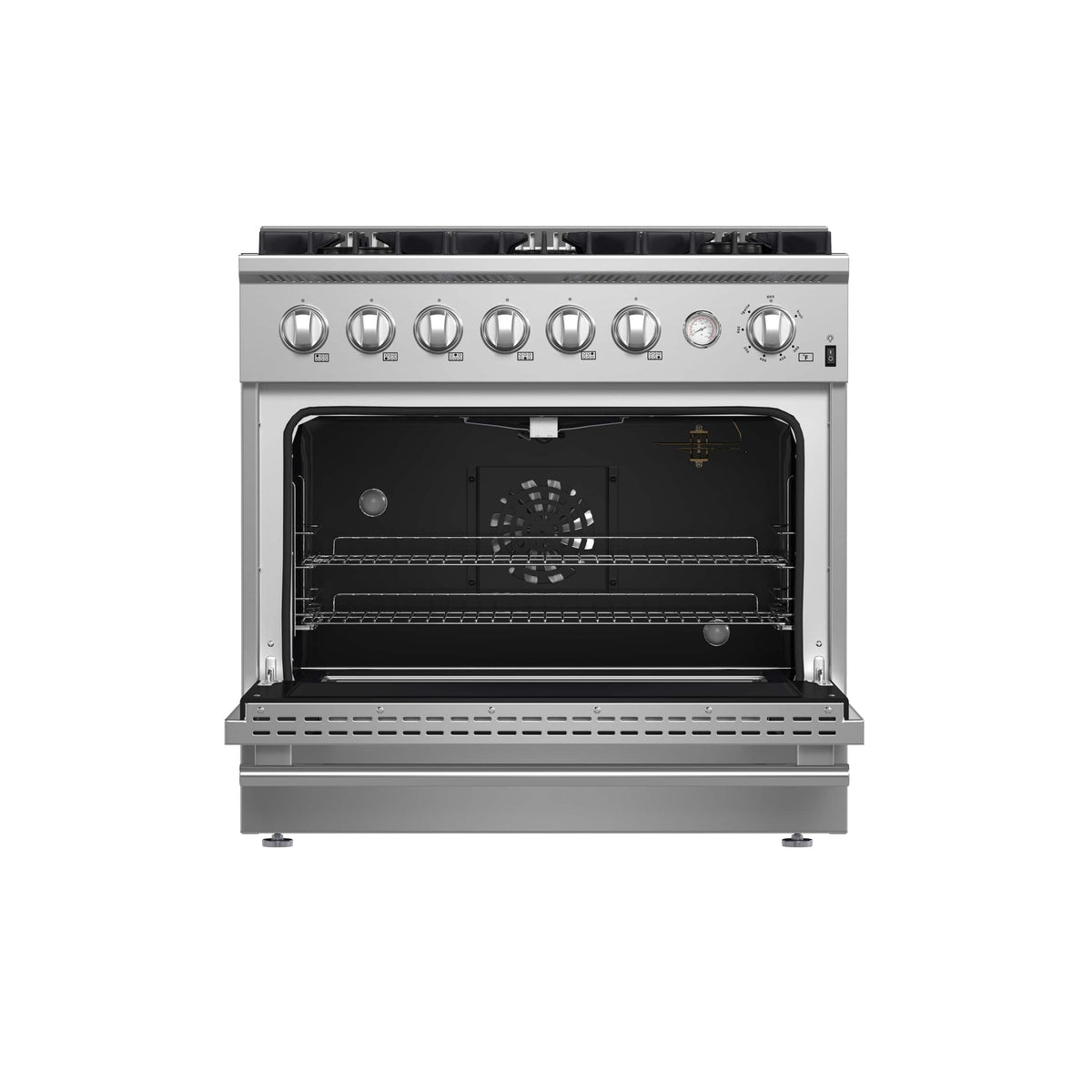 Forno Appliances - 36 in. Wide 6 Burner Marco 5.36 Cu. Ft. Freestanding Gas Convection Range - Silver