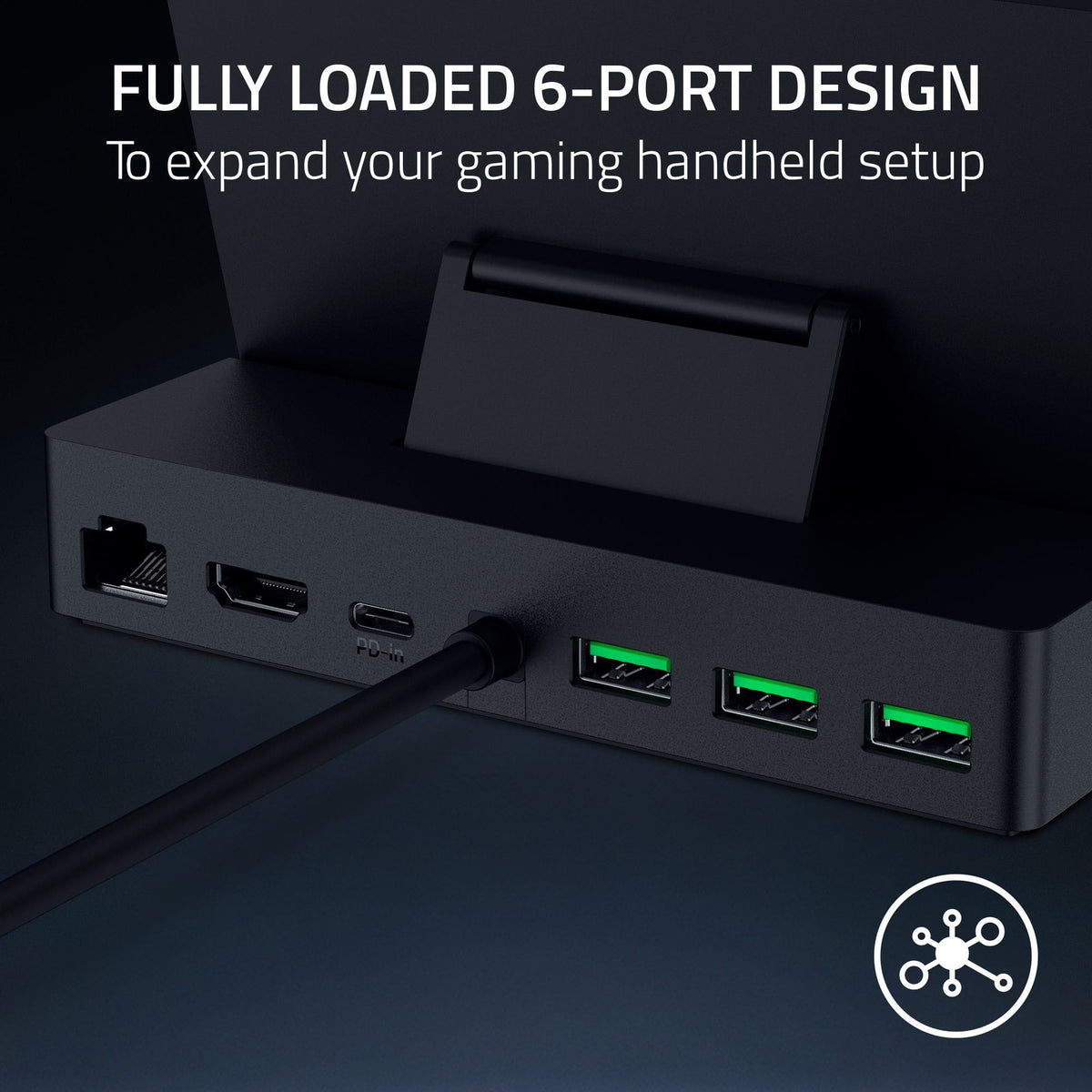 Razer - Handheld Dock Chroma with 100W Power Delivery for Mobile Gaming or Tablet Devices - Black