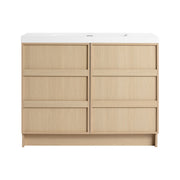 Tocador de baño independiente de 42" con lavabo y 2 puertas de gabinete de cierre suave - Roble / Blanco