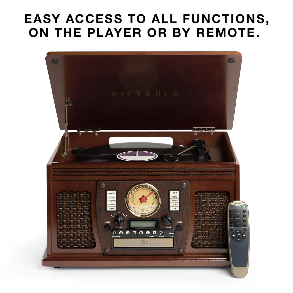 Victrola - Navigator 8-in-1 Classic Bluetooth Record Player with Turntable - White
