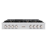 ZLINE - 48 in. Slide-In Classic Gas Rangetop with 8 Brass Burners and Porcelain Cooktop in Stainless Steel - Stainless Steel