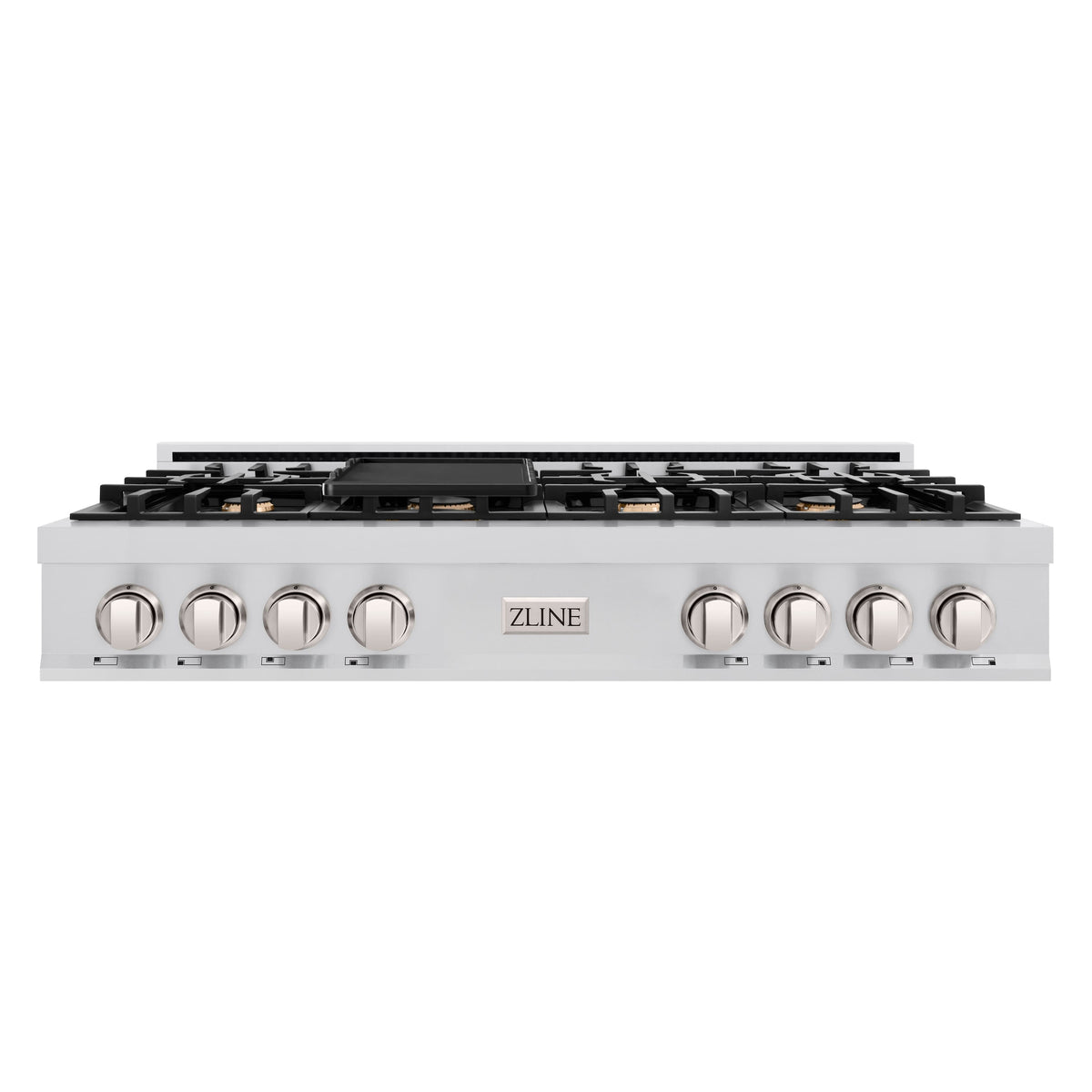 ZLINE - 48 in. Slide-In Classic Gas Rangetop with 8 Brass Burners and Porcelain Cooktop in Stainless Steel - Stainless Steel