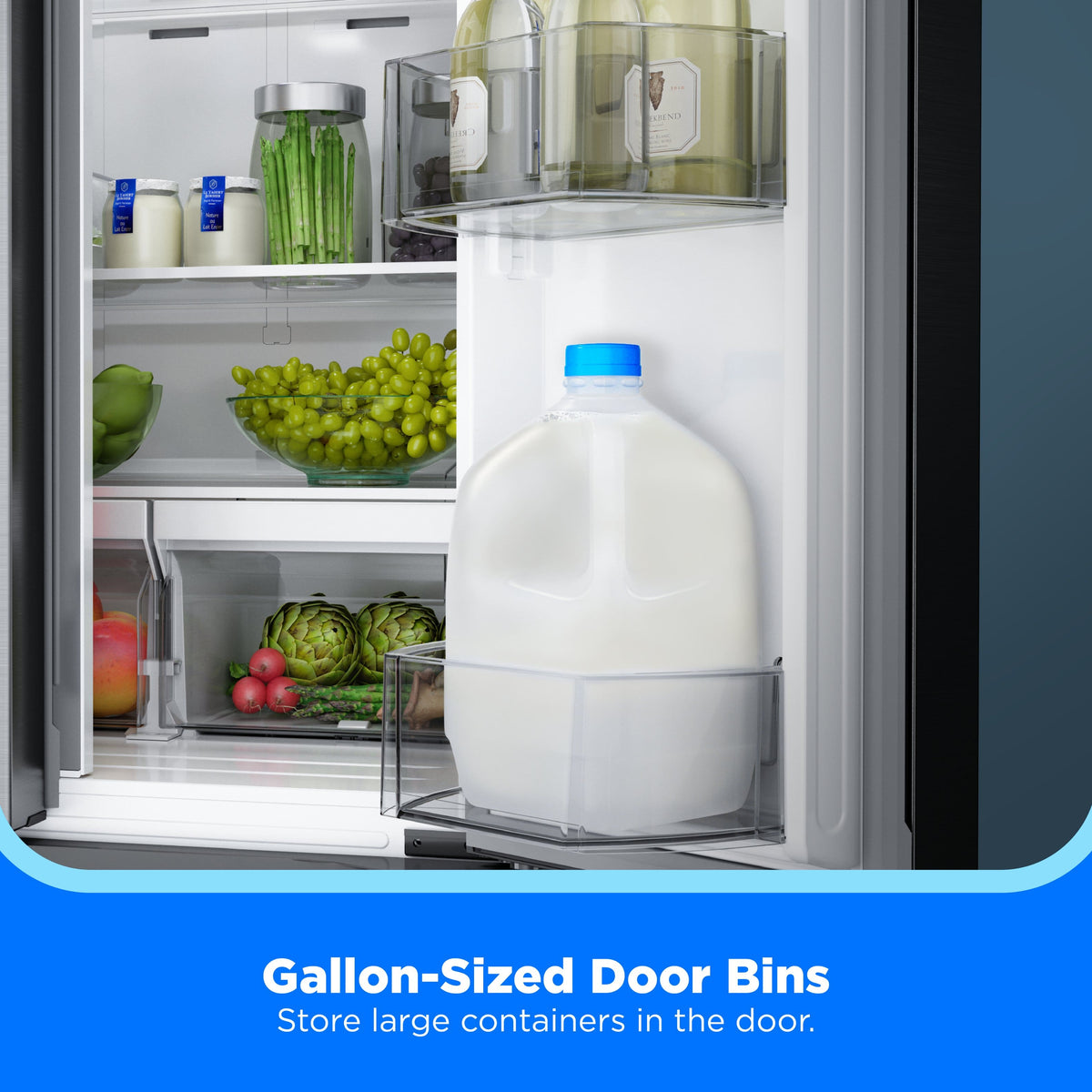 Midea - 30-in Wide 18.4 Cu. Ft. French Door Refrigerator with Gallon-Sized Door Bins, Ice Maker Ready - Stainless Steel