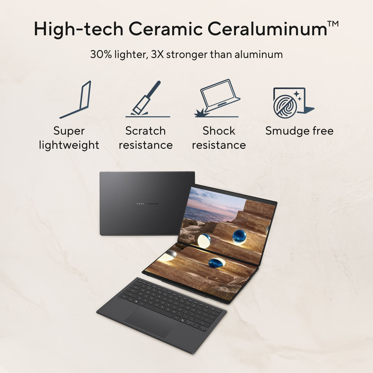 ASUS - Zenbook Duo Dual 14" 3K OLED Touch Laptop - Intel Core Ultra 9 386H - 32GB Memory - 1TB SSD - Moher Gray