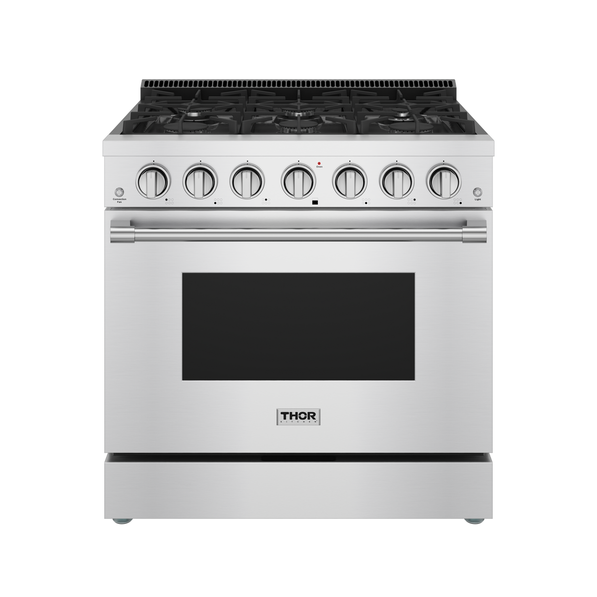 Thor Kitchen - 36 in. Wide 6 Burner 6.0 Cu Ft. Professional Freestanding Liquid Propane Gas Range - Stainless Steel