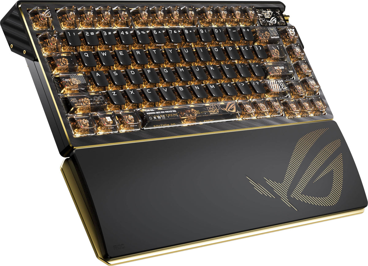 ASUS - ROG Azoth Extreme 75% Wireless Mechanical Gaming Keyboard with ROG NX V2 Snow Linear Switches and Color OLED Touchscreen - 20th Edition