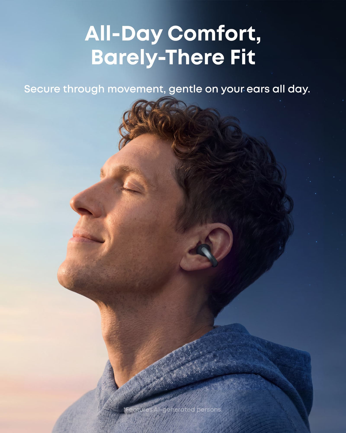 Anker - Soundcore AeroClip 2 Wireless Open-Ear Clip-On Bluetooth Earbuds - with Guinness Records-Certified Call Quality - Black
