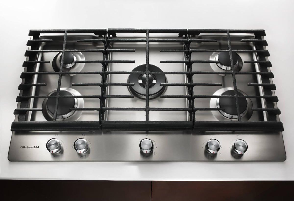 KitchenAid - 30 in. Wide 5 burners Built-In Gas Cooktop - Stainless Steel
